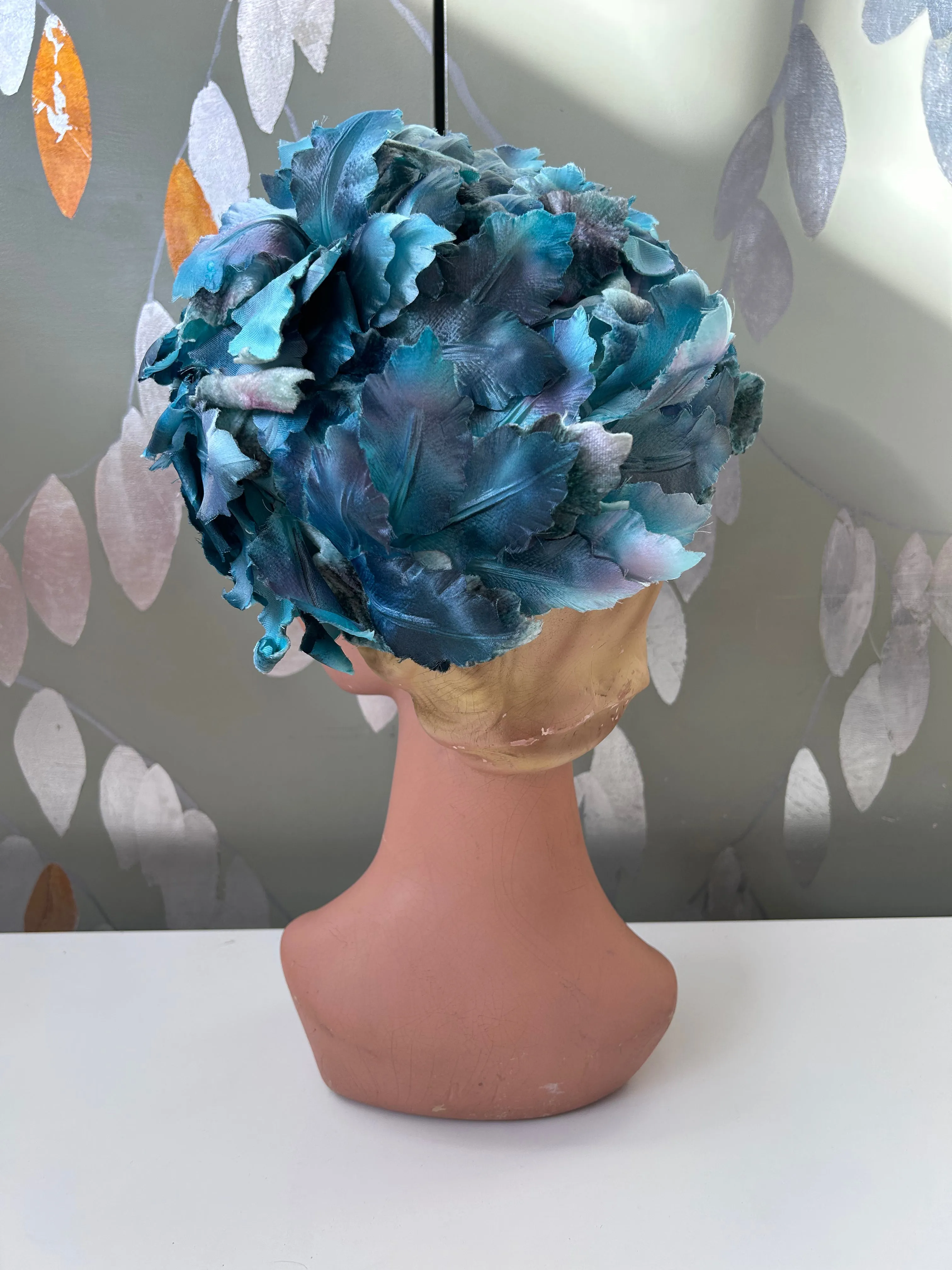 1960s Blue Flower Petal Hat