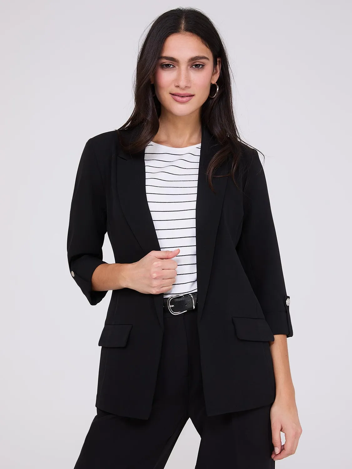 3/4 Sleeve Open Blazer