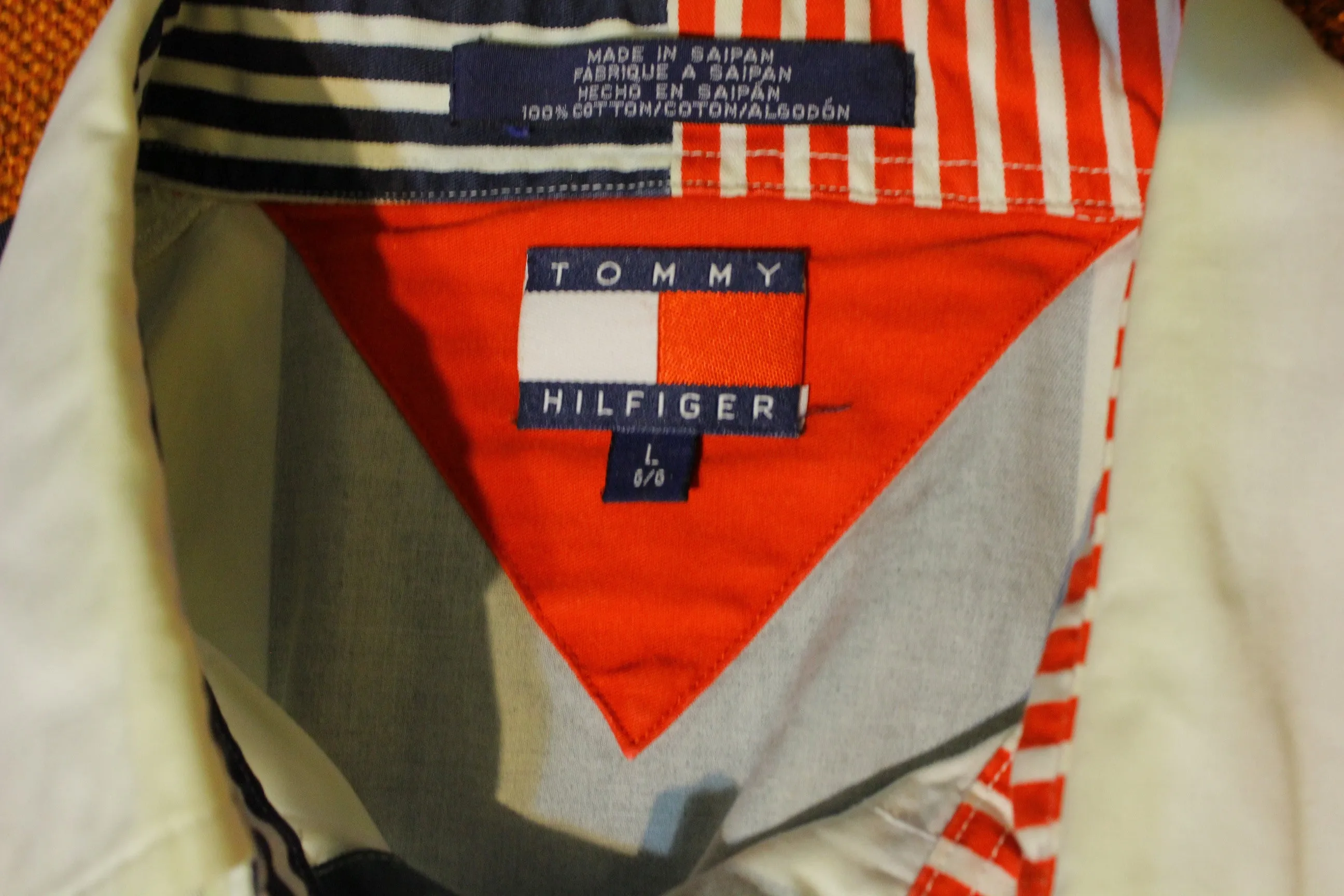 90s Mens Tommy Hilfiger Multicolor Vertical Stripe Button Down Shirt