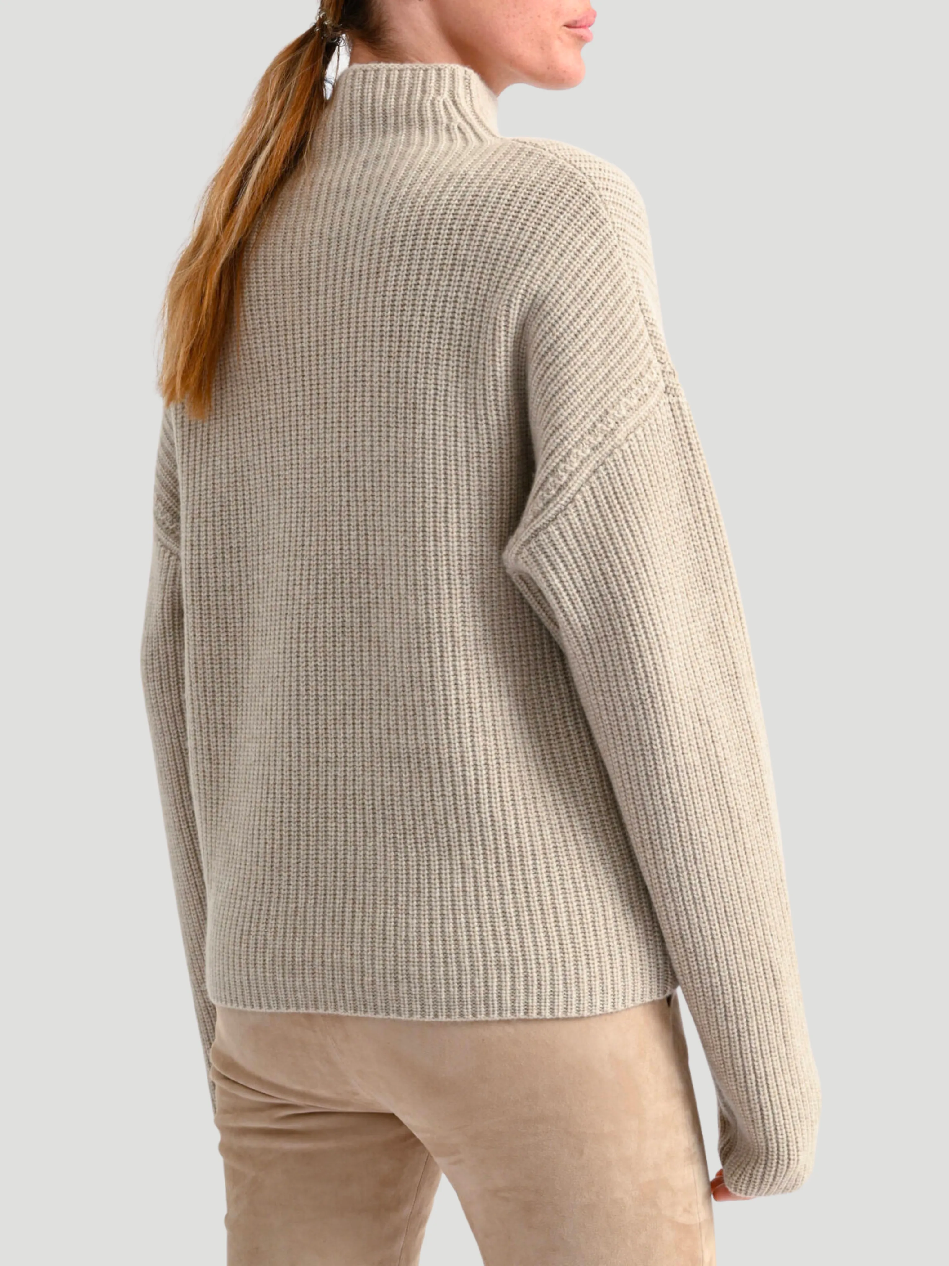 Antoinette Ribbed Cashmere Mockneck Sweater