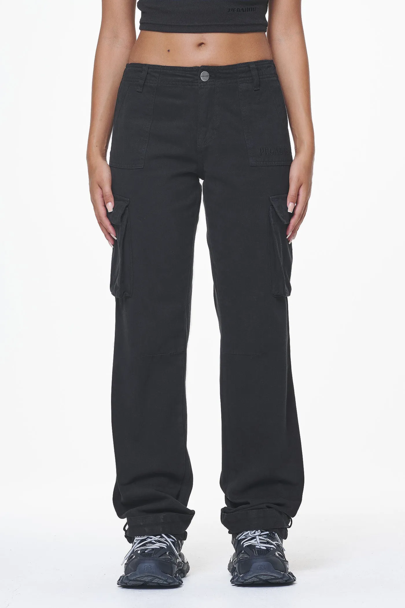 Arlia Wide Cargo Pants Black