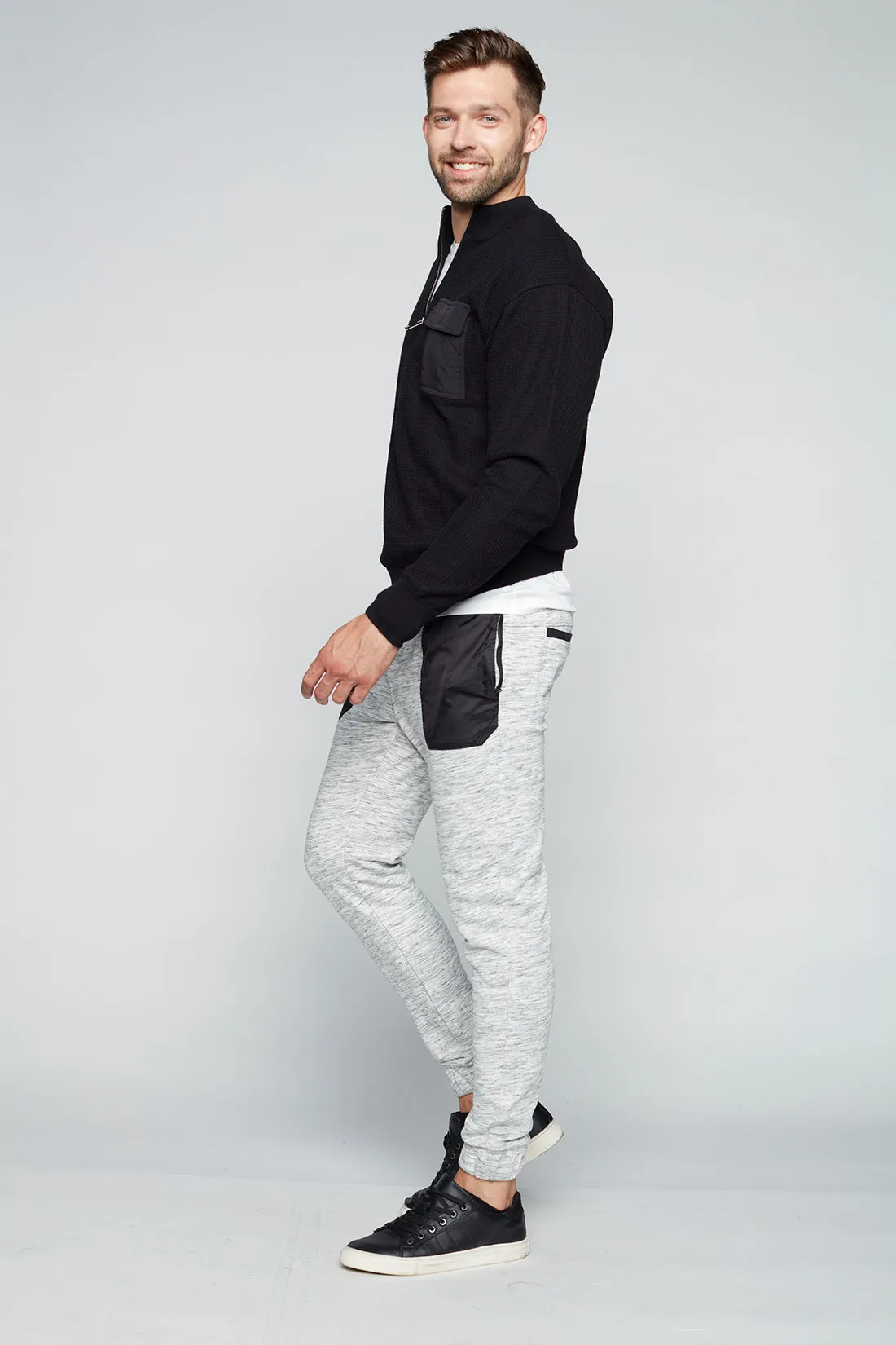 AXEL - Pull-On French Terry Jogger - Grey Space Dye