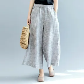 BABAKUD Summer 100% Pure Linen Womne's Wide Leg Pants