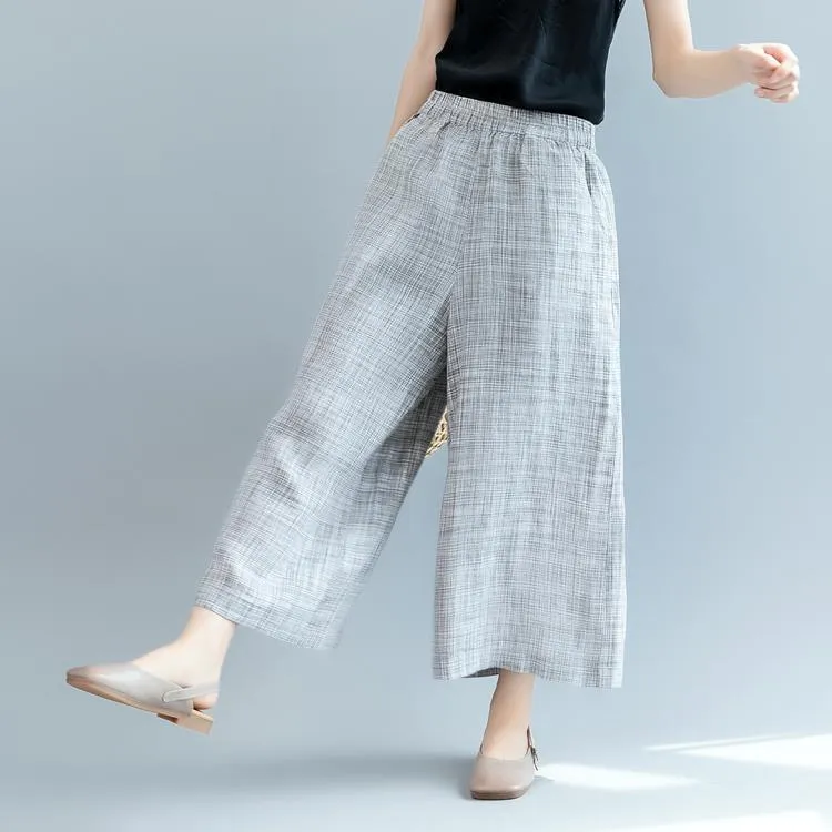 BABAKUD Summer 100% Pure Linen Womne's Wide Leg Pants