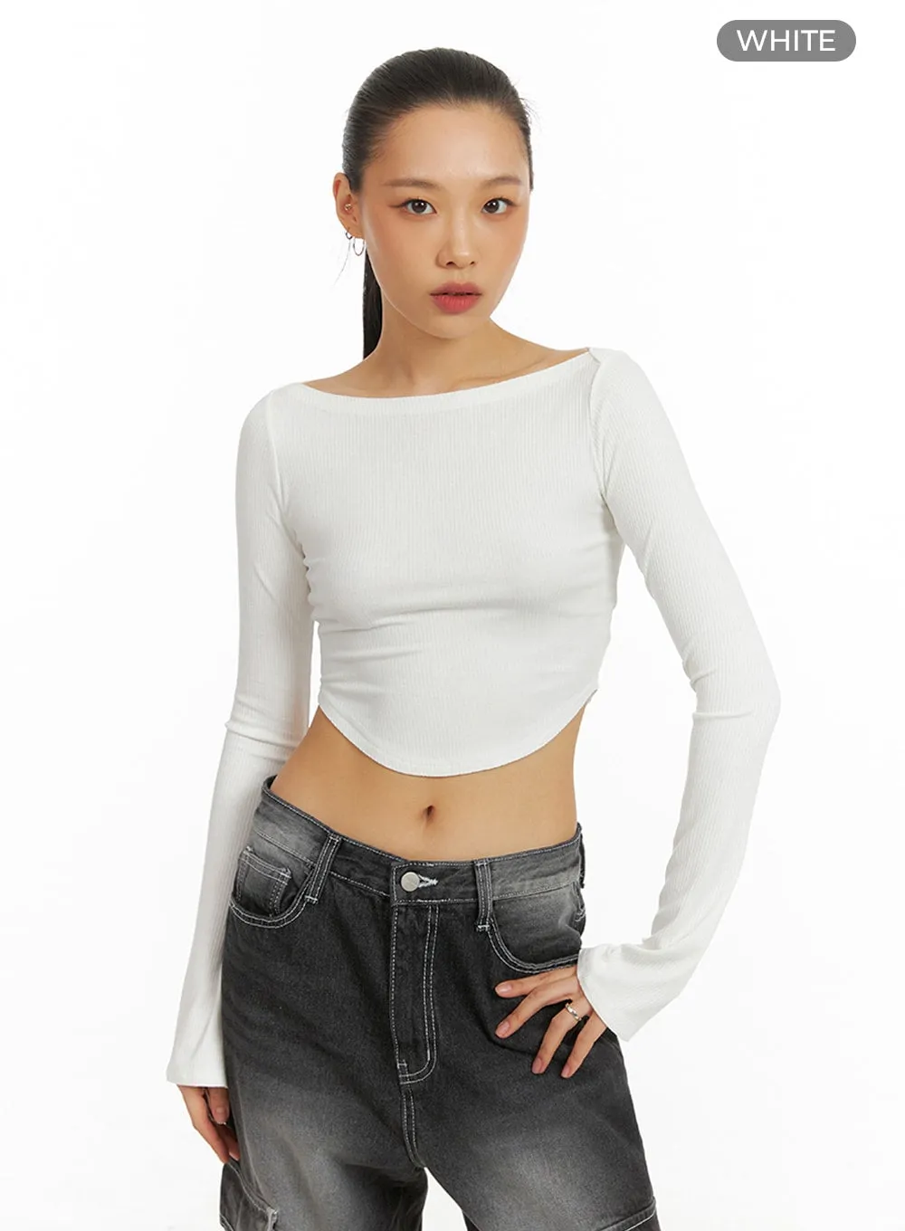 Boat Neck Crop Tee IA417