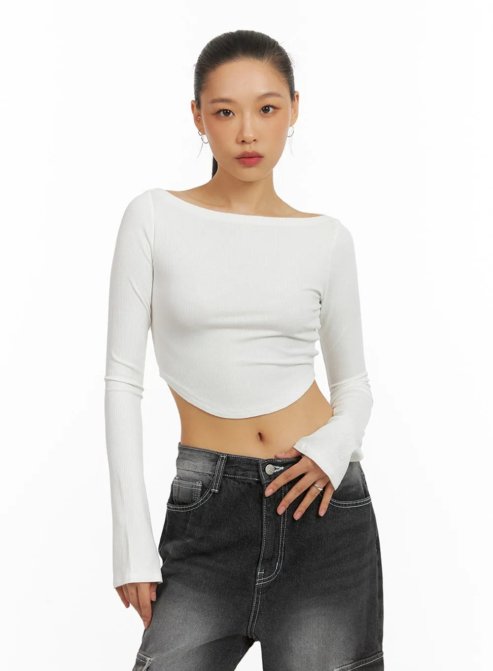 Boat Neck Crop Tee IA417