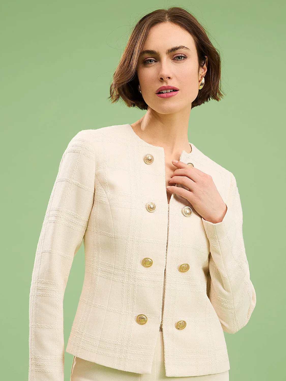 Boucle Blazer With Gold Buttons