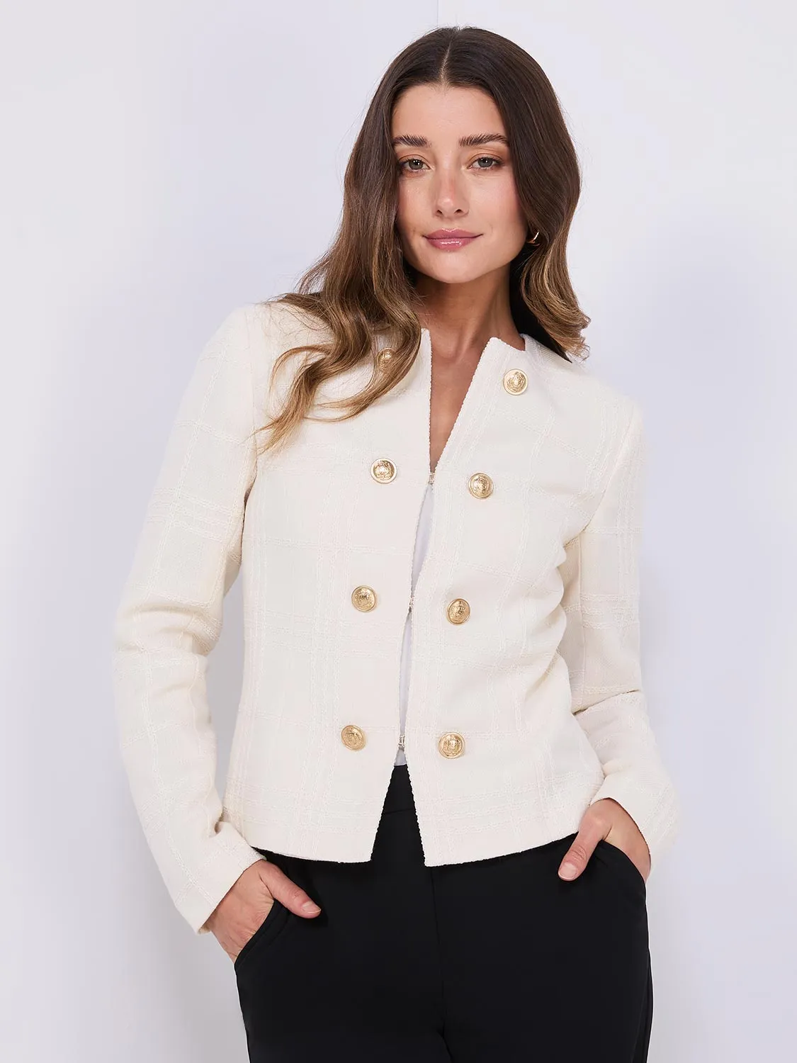 Boucle Blazer With Gold Buttons