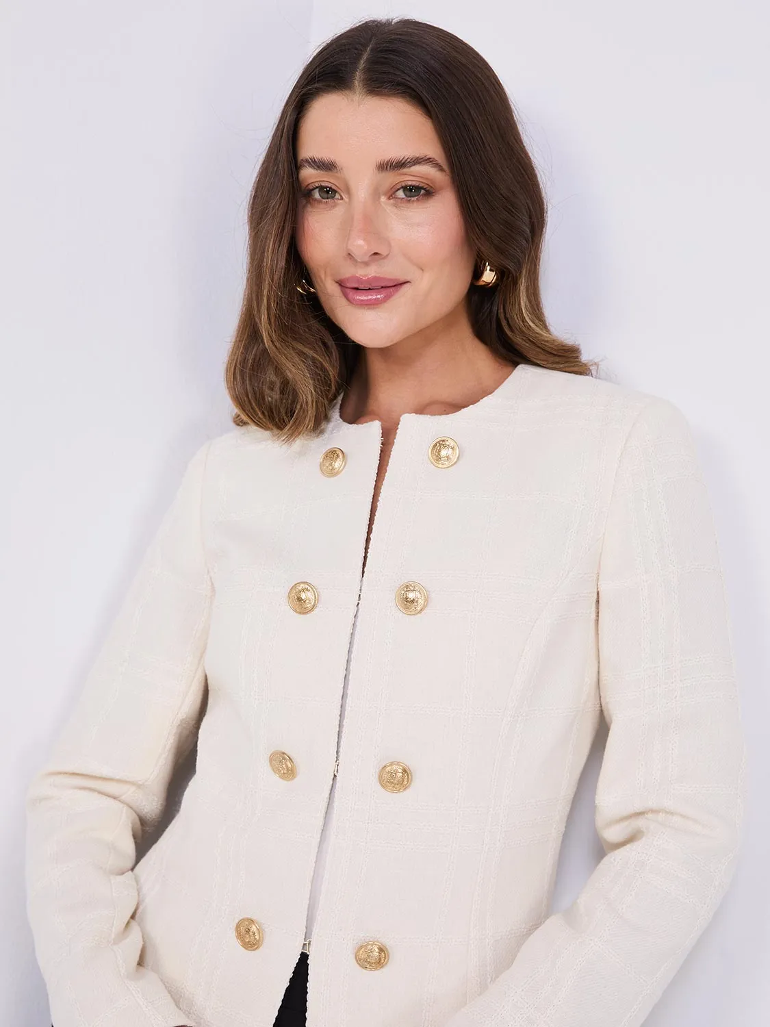 Boucle Blazer With Gold Buttons