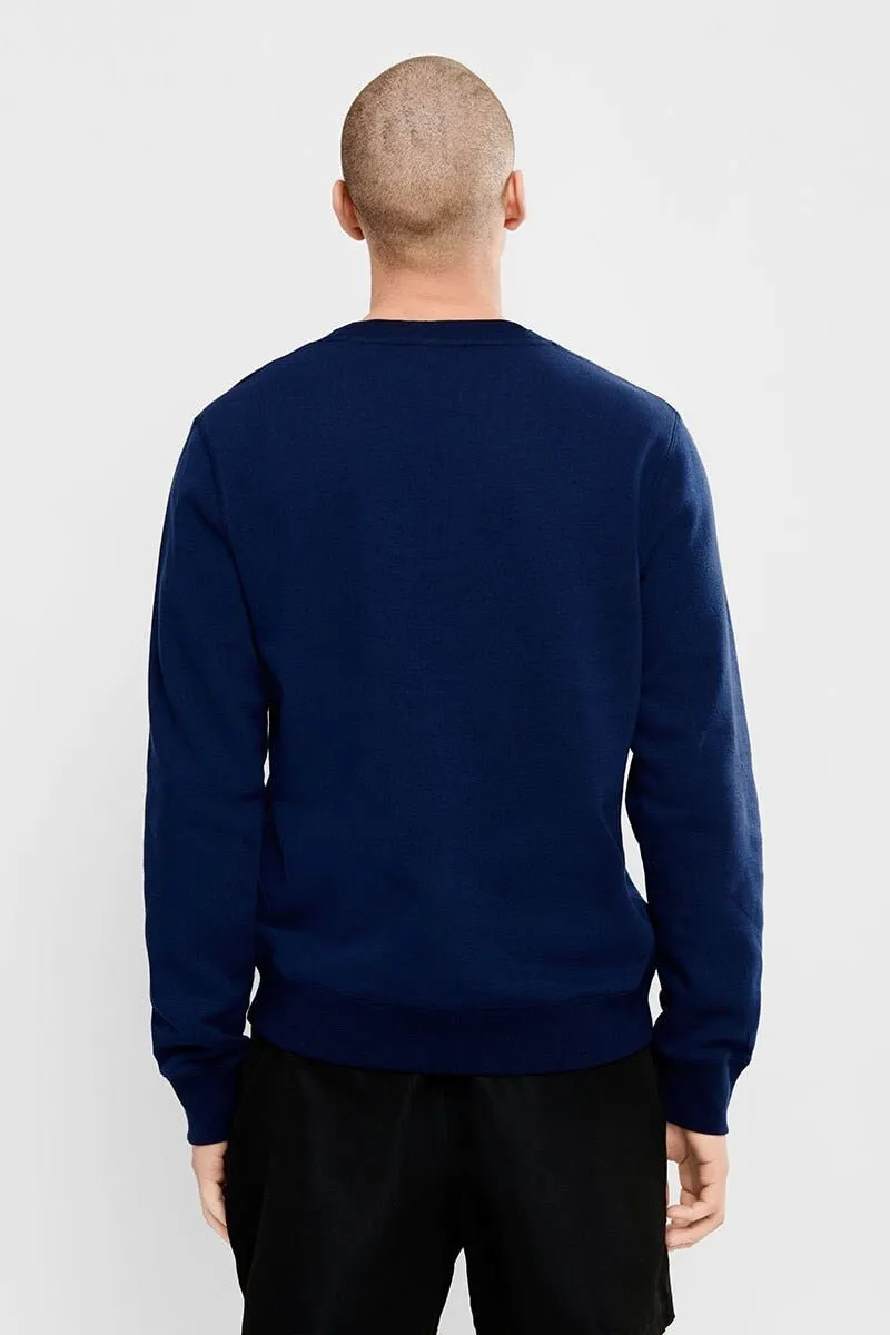 CHAMPION MEN'S SCRIPT NAVY CREW SWEATSHIRT