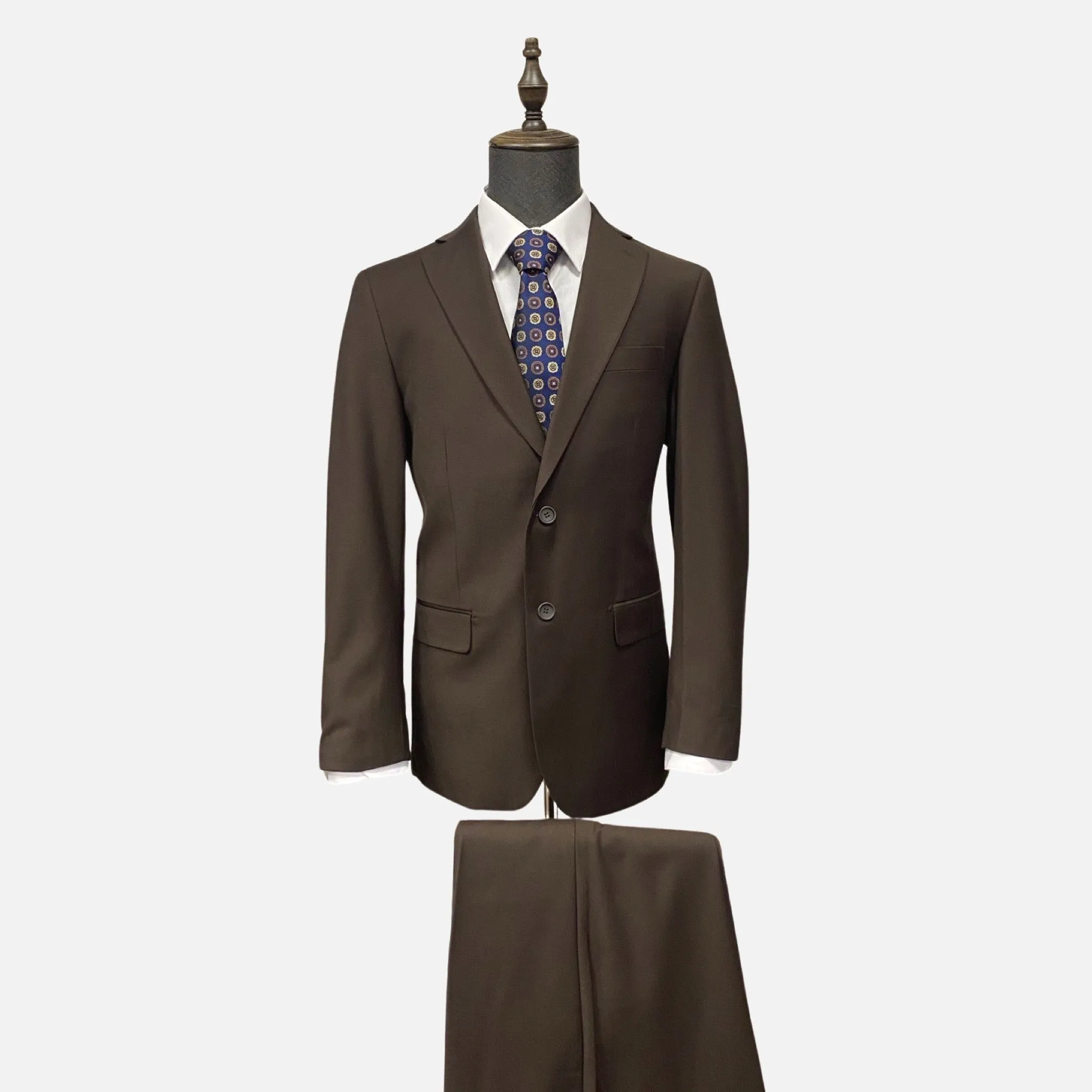 Classic Brown Two-Button Suit For Men - Notch Lapel, Double Vents