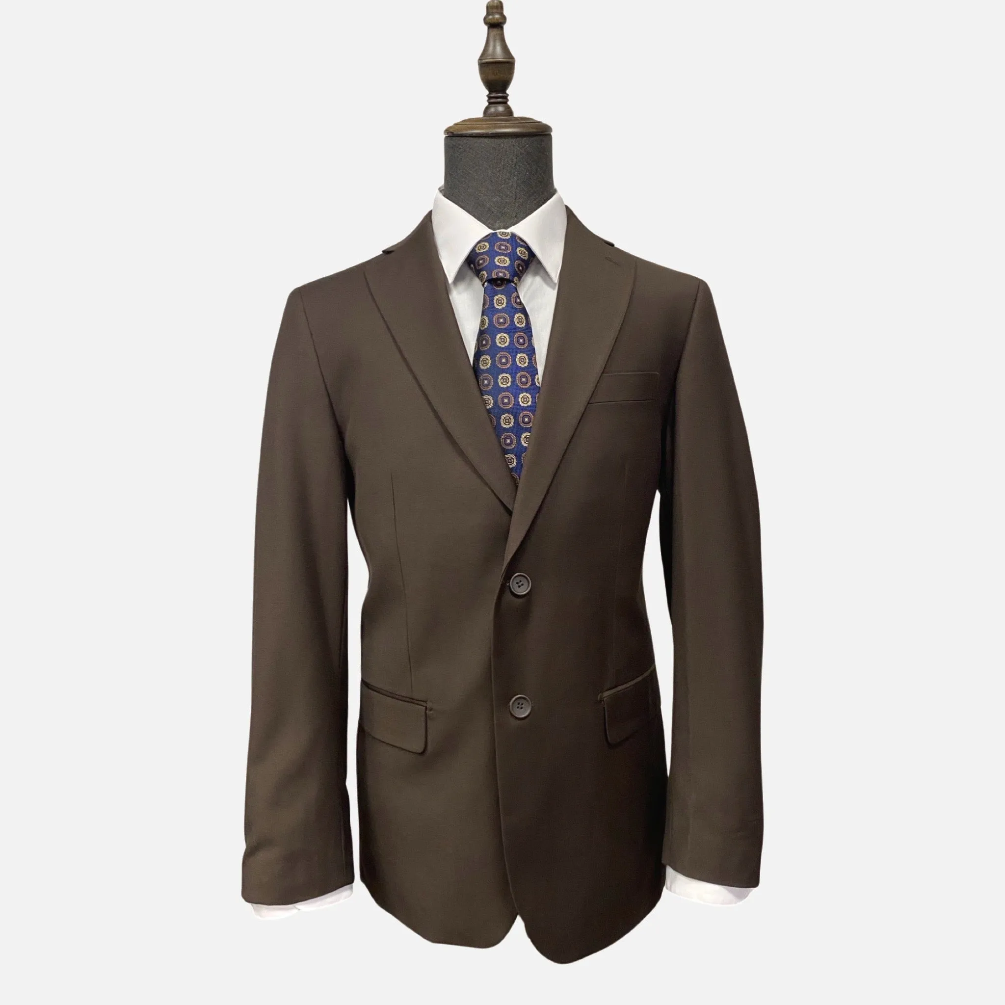 Classic Brown Two-Button Suit For Men - Notch Lapel, Double Vents