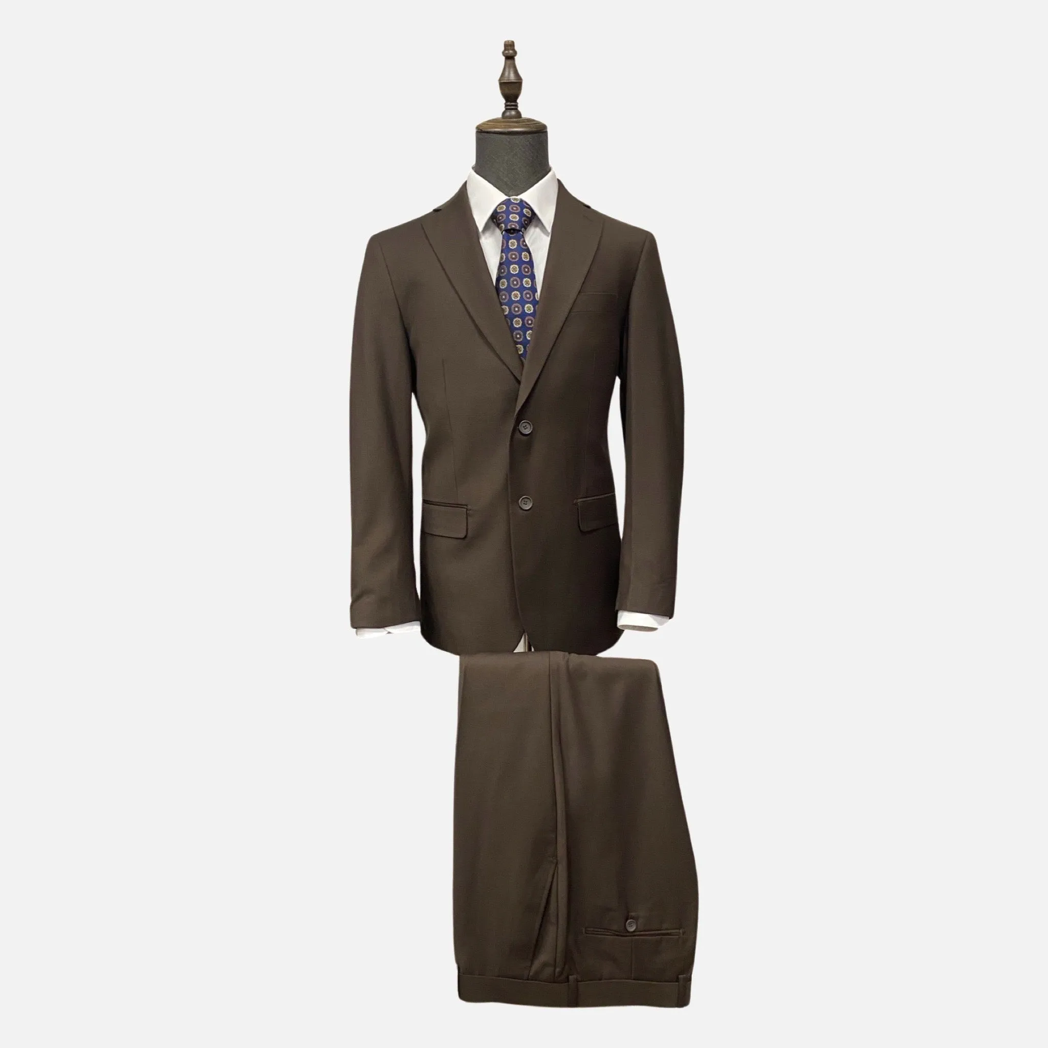 Classic Brown Two-Button Suit For Men - Notch Lapel, Double Vents