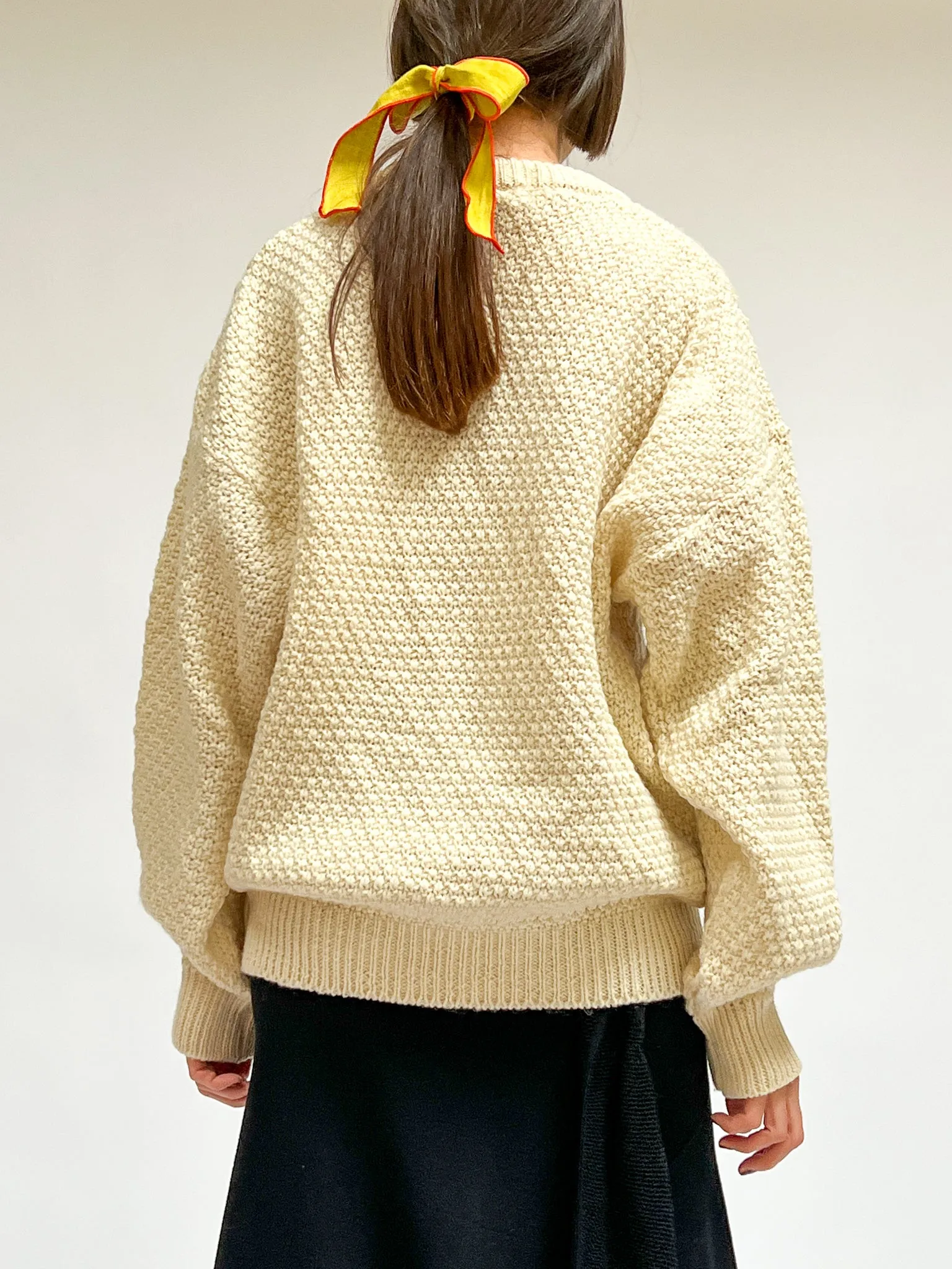 Cream Wool Cableknit Sweater (L)