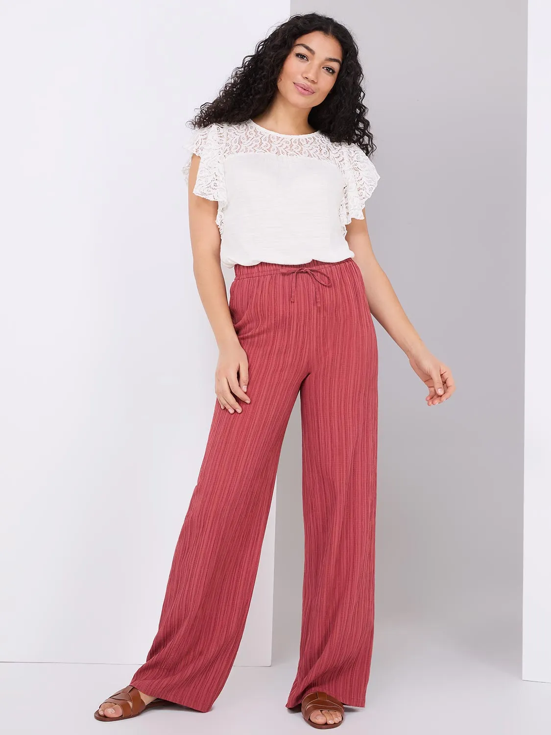 Crinkle Palazzo Pants