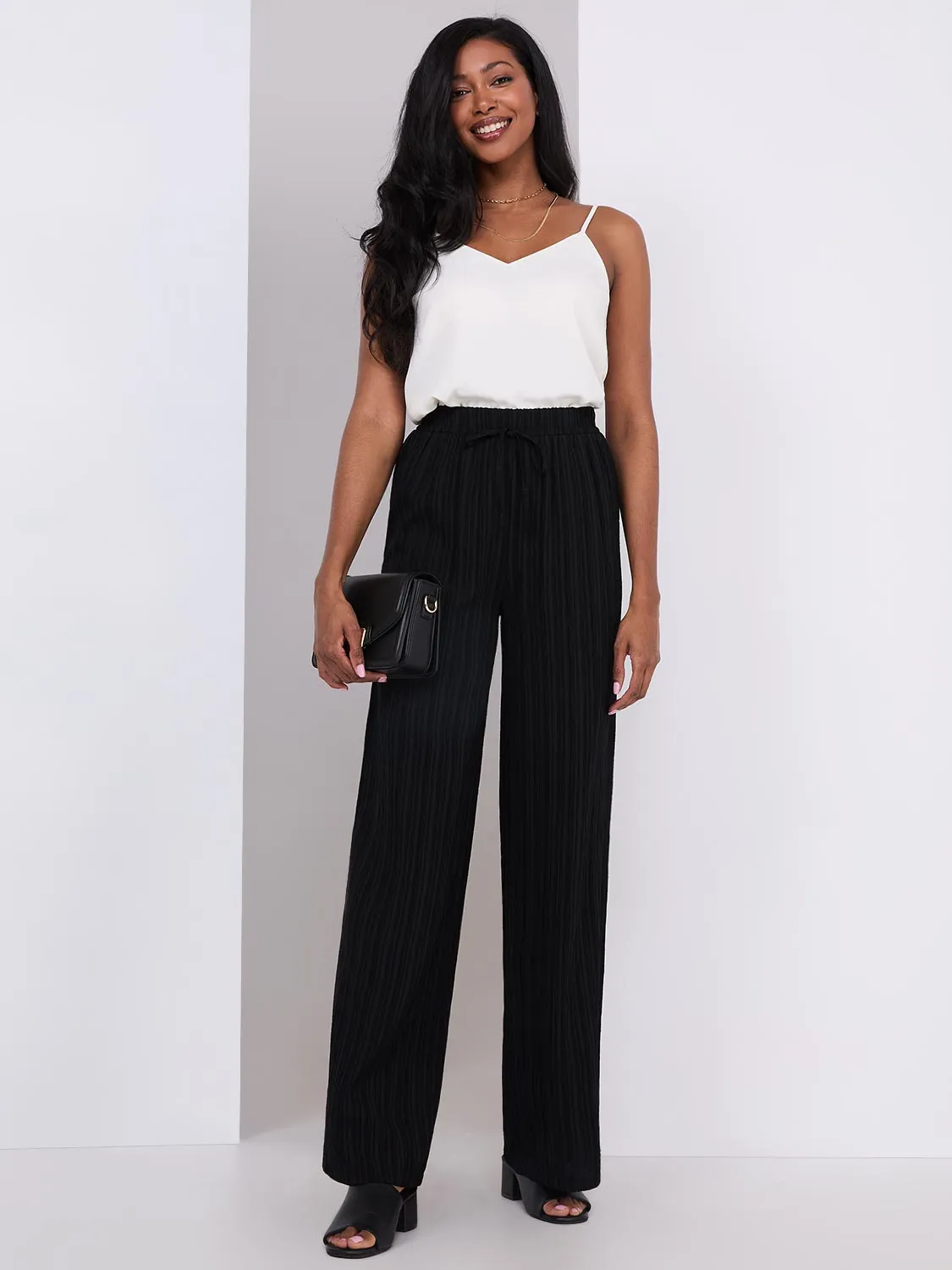 Crinkle Palazzo Pants