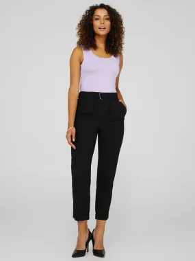 Cuffed Pull-On Pants With Belt