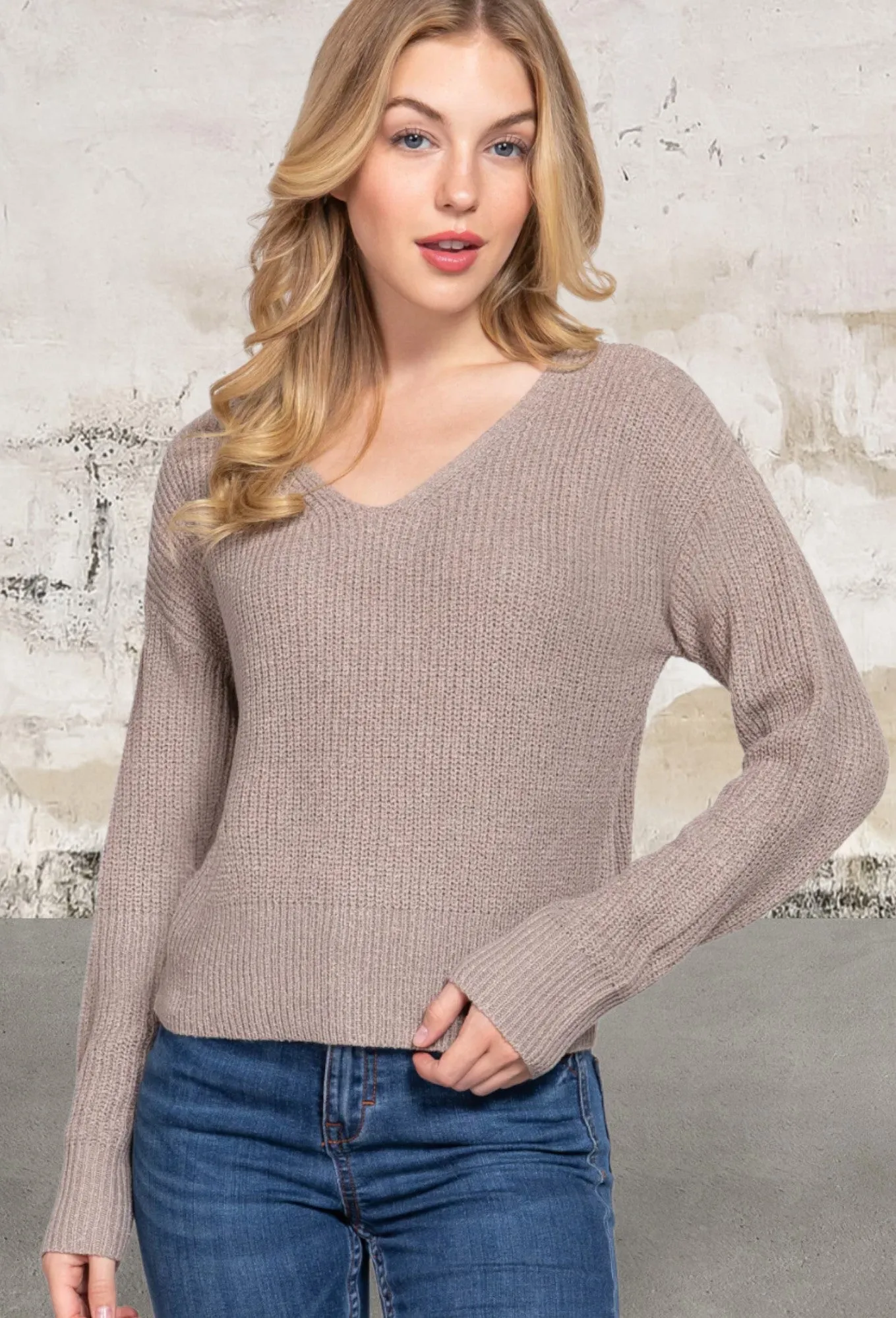 Dolman Sleeve Strappy Open Back Sweater