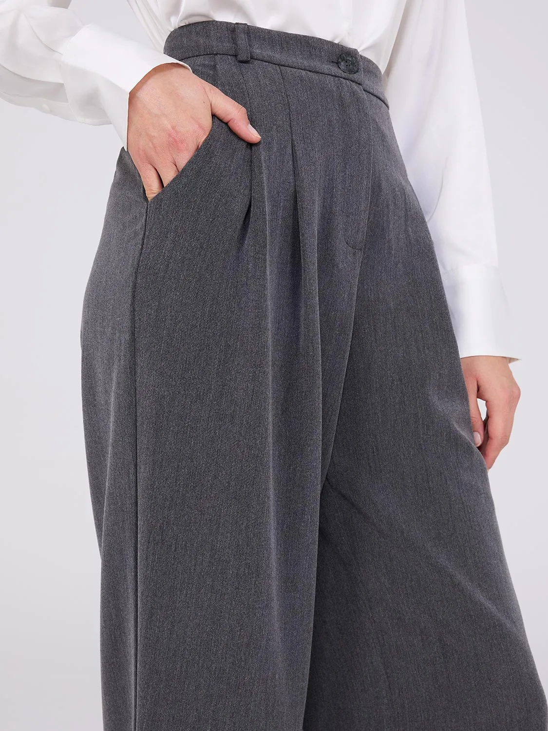 Double Pleated Wide Leg Trousers