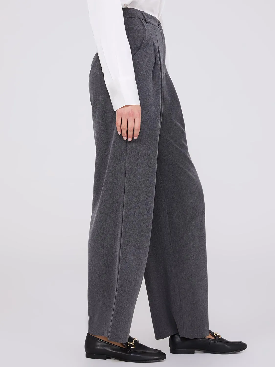 Double Pleated Wide Leg Trousers