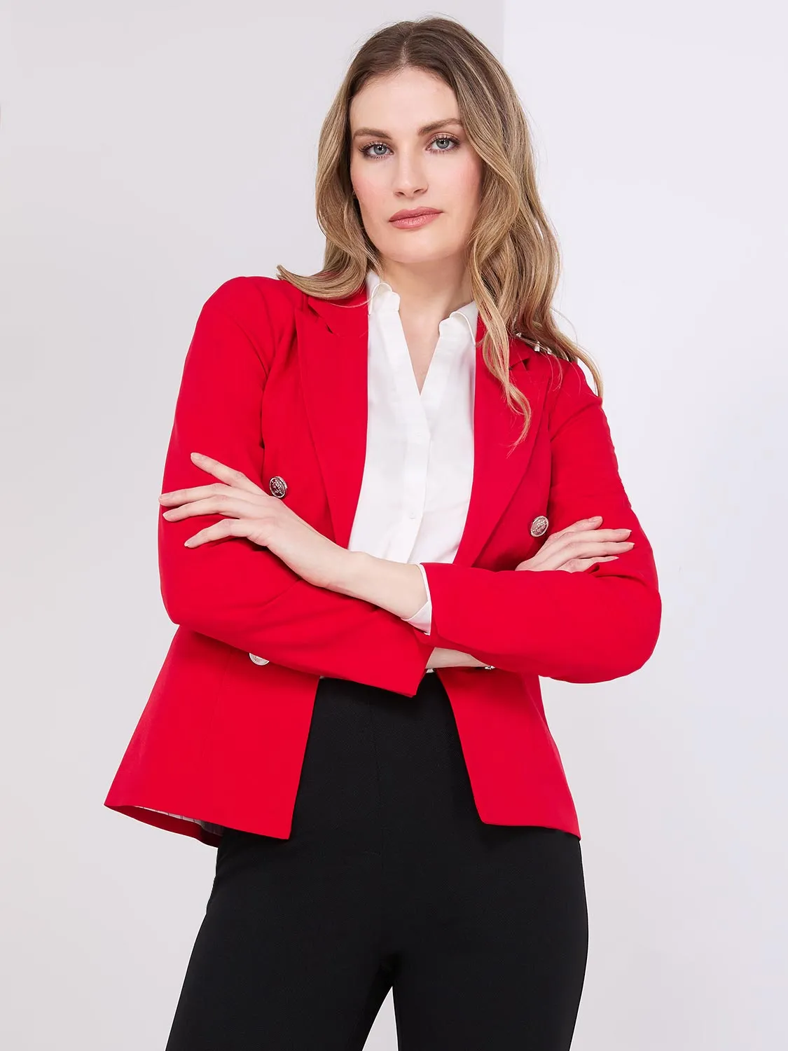 Faux Double-Breasted Blazer