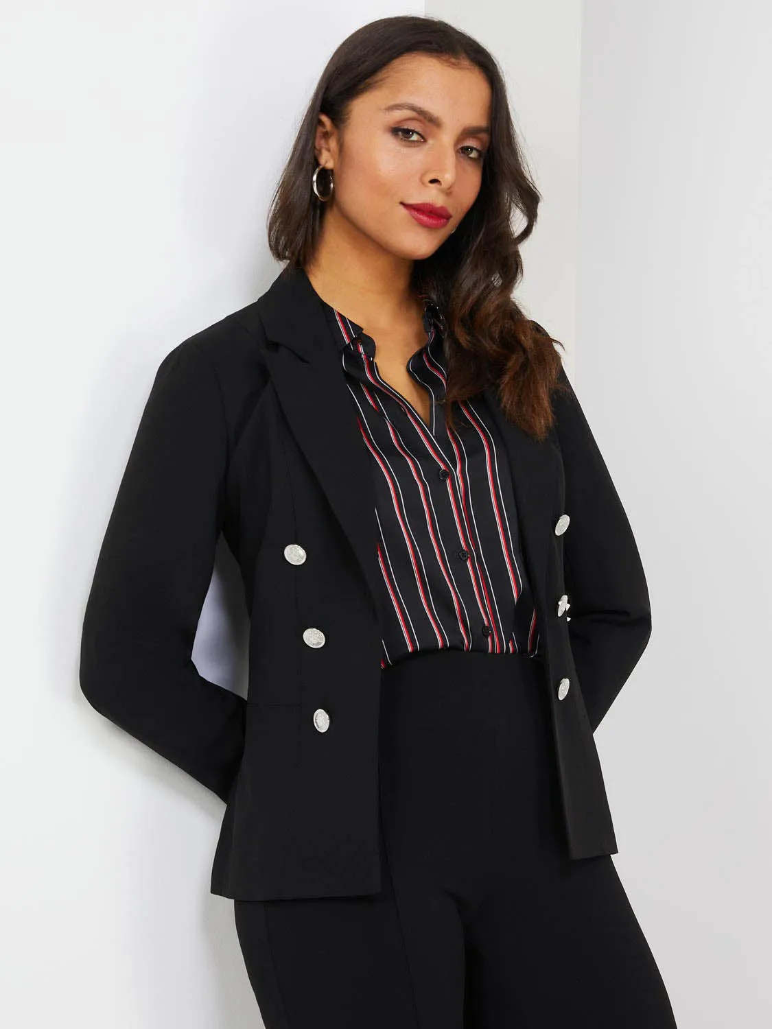 Faux Double-Breasted Blazer