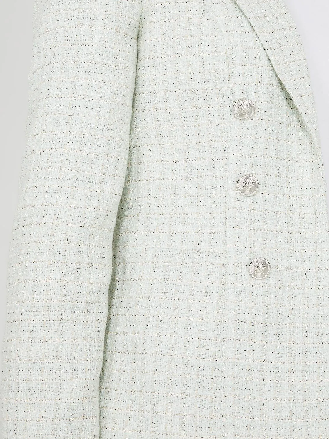 Faux Double-Breasted Boucle Blazer