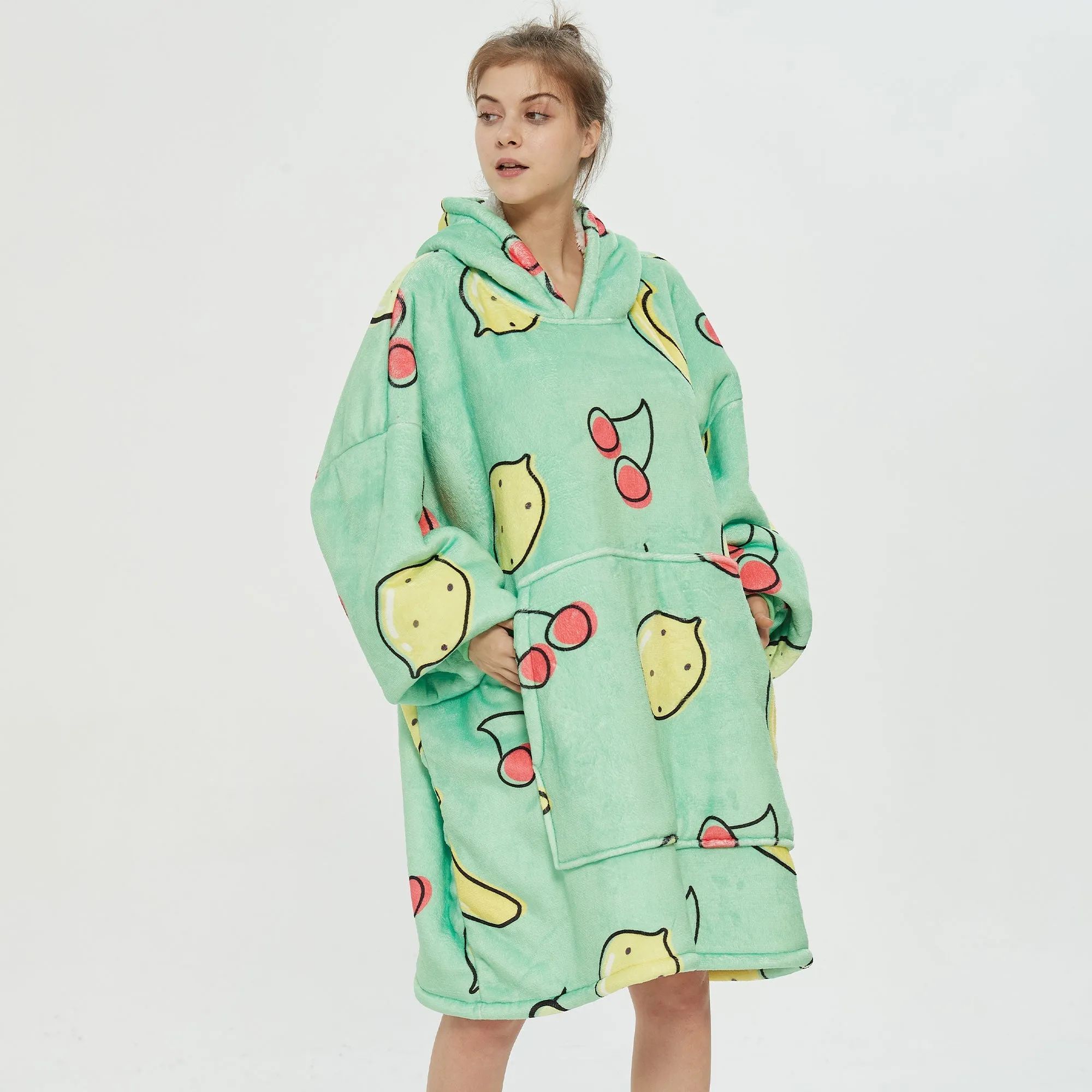 Fruits Green Hoodie Blanket