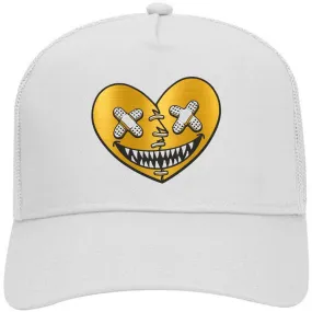 GOLD METALLIC HEART BAWS : White Trucker Hat