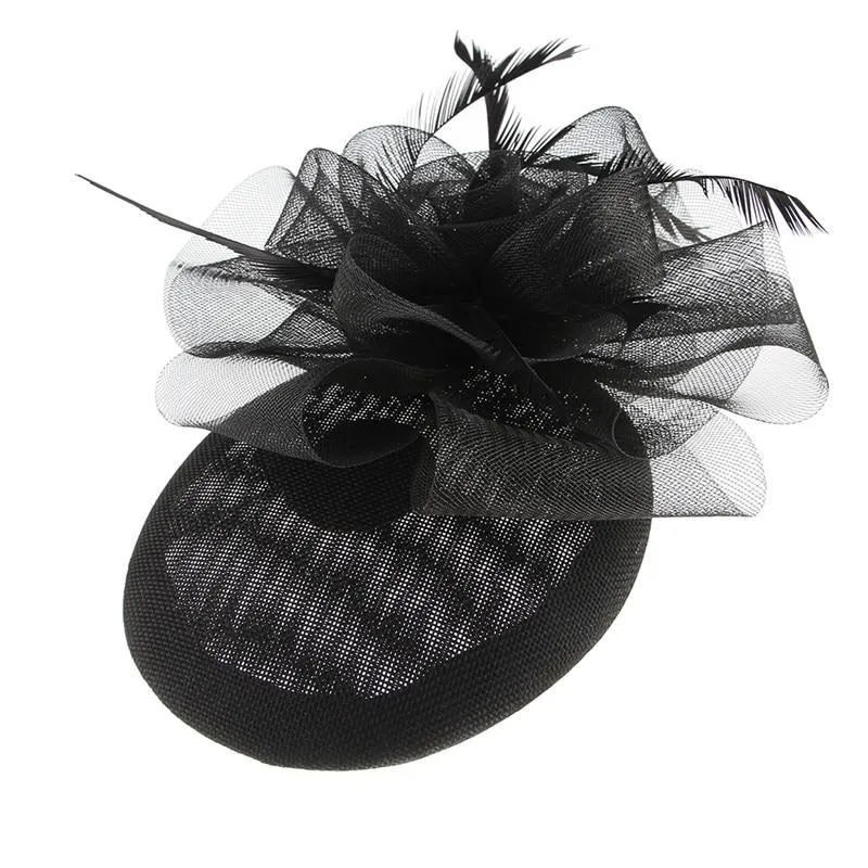 Hair Clip Sinamay Fascinator Hat with Feathers