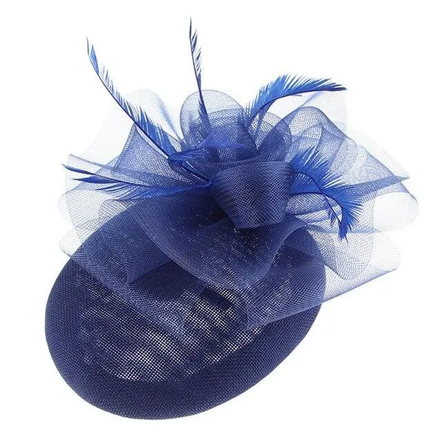 Hair Clip Sinamay Fascinator Hat with Feathers