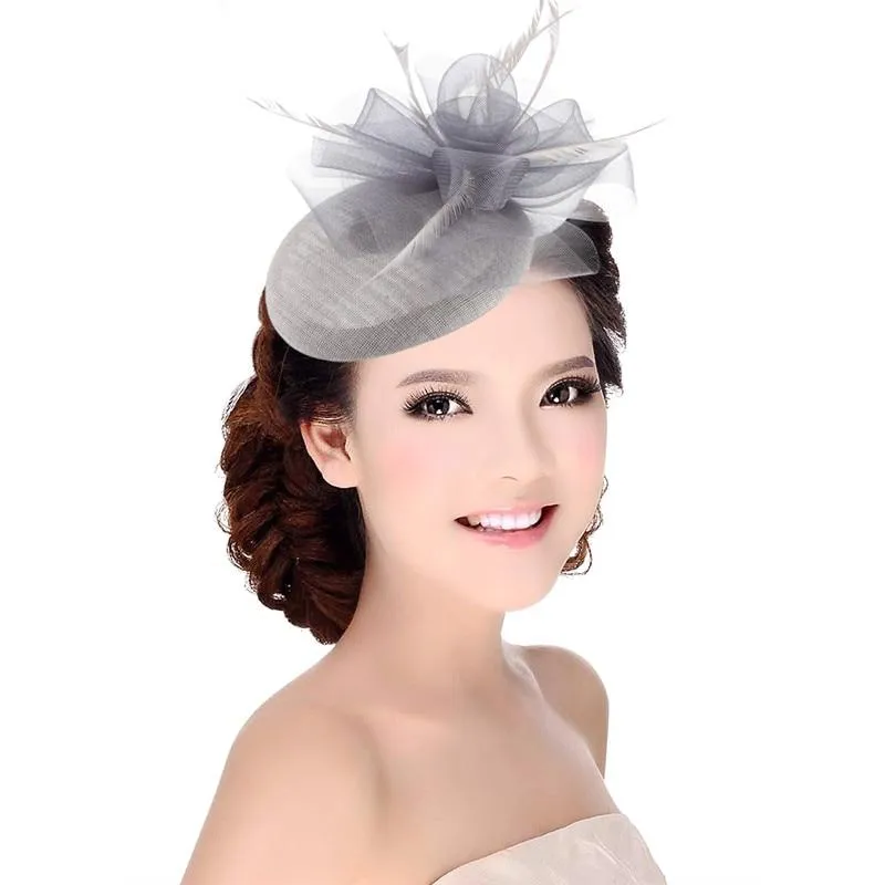 Hair Clip Sinamay Fascinator Hat with Feathers