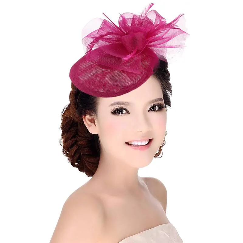 Hair Clip Sinamay Fascinator Hat with Feathers