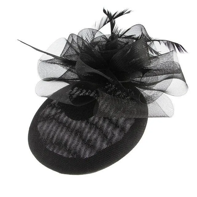 Hair Clip Sinamay Fascinator Hat with Feathers