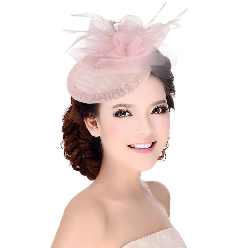 Hair Clip Sinamay Fascinator Hat with Feathers