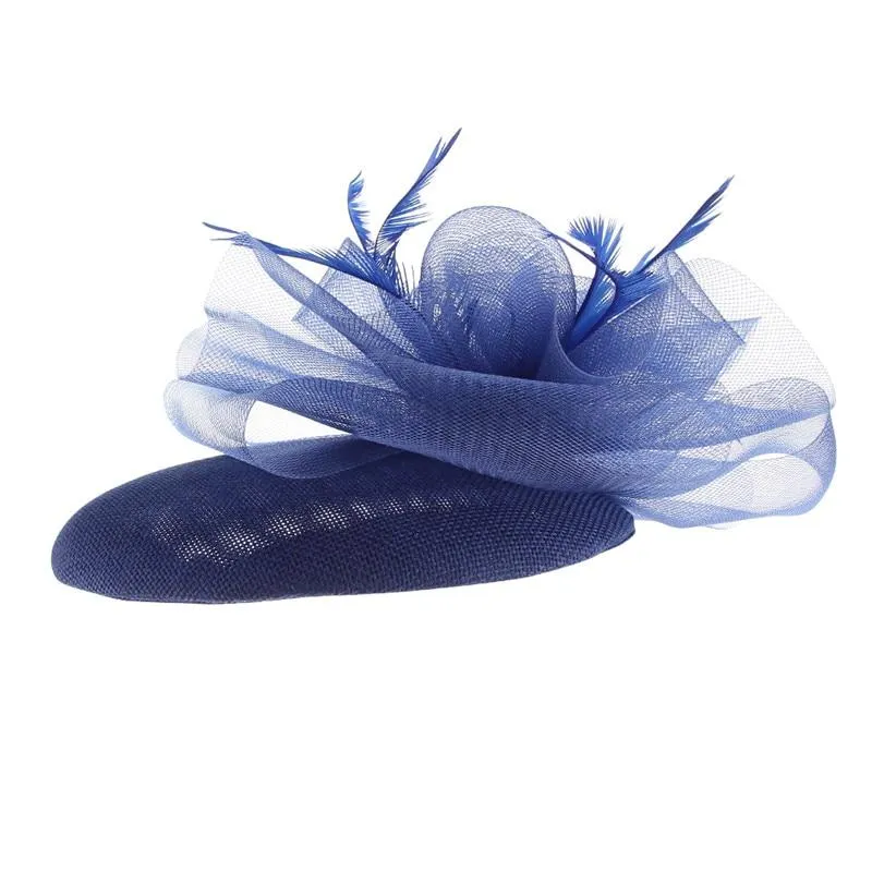 Hair Clip Sinamay Fascinator Hat with Feathers