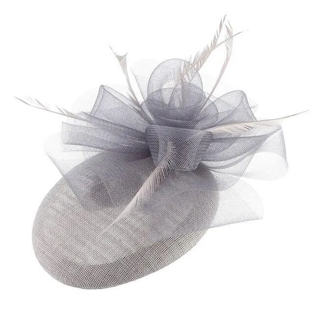 Hair Clip Sinamay Fascinator Hat with Feathers