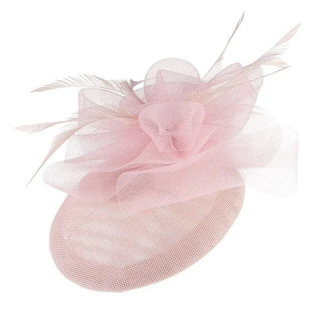 Hair Clip Sinamay Fascinator Hat with Feathers