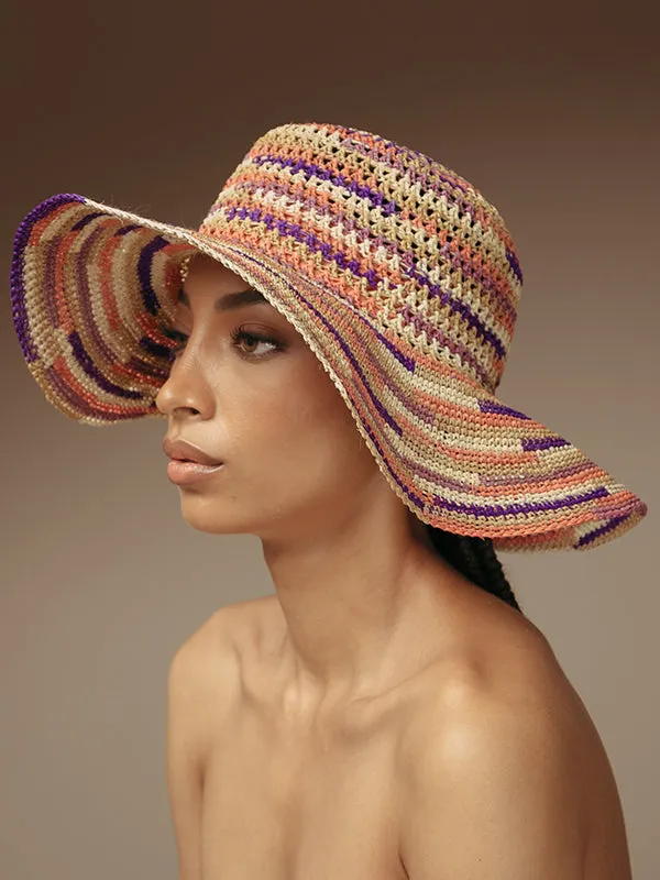 Hippie Fiesta Crochet Hat in Multi Lavender