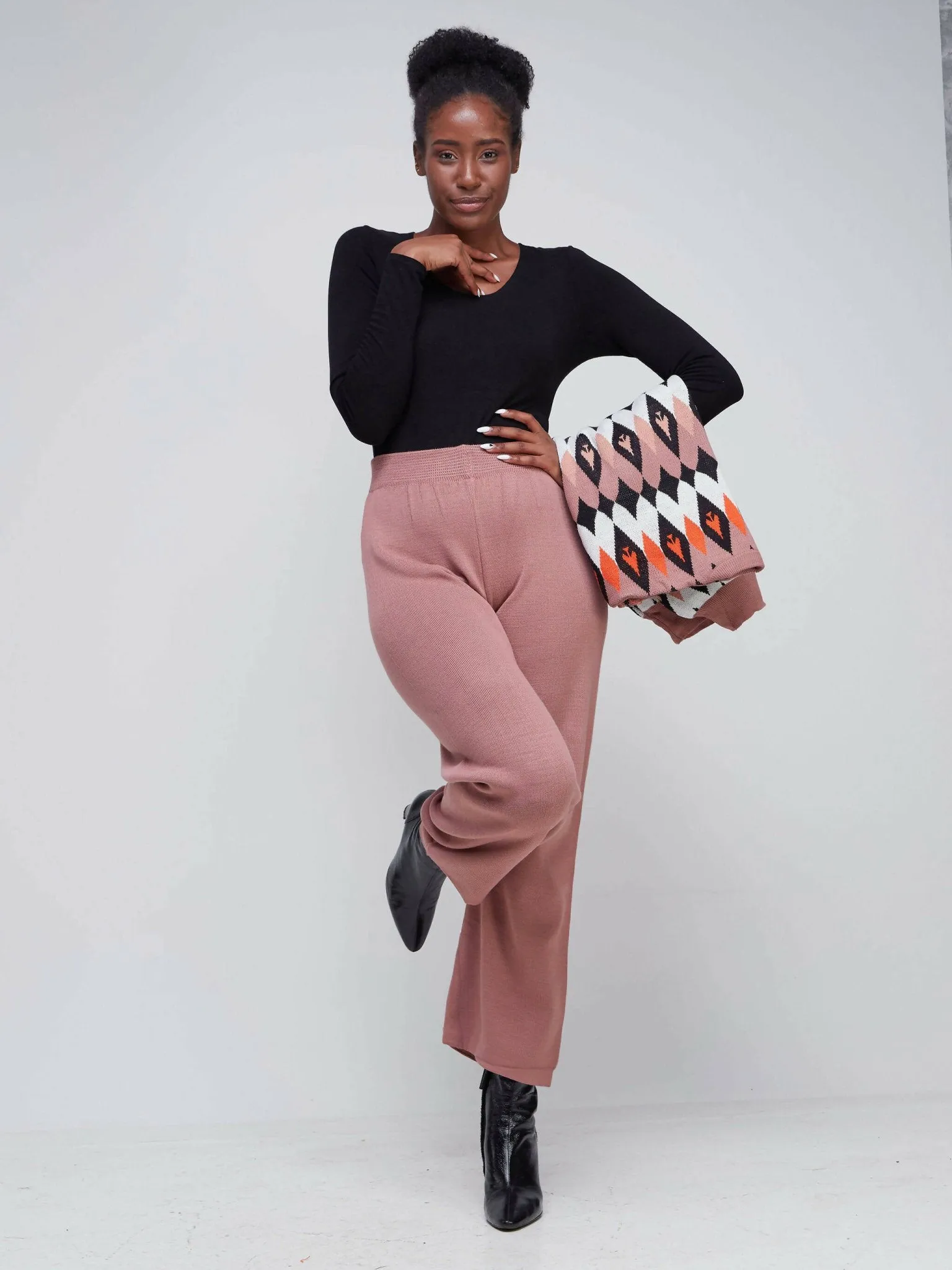 Infy Knit Wear Full Length Pants - Peach