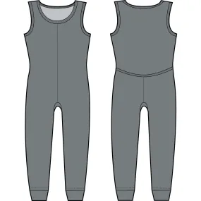 Light Grey Cotton Modal Sleeveless Union Suit | Women's Full Bodysuit | MoonEaze™