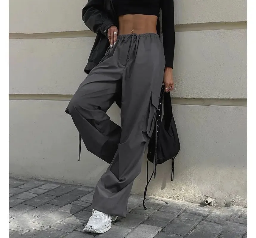 Low Waist Plain Harem Cargo Pants LD73