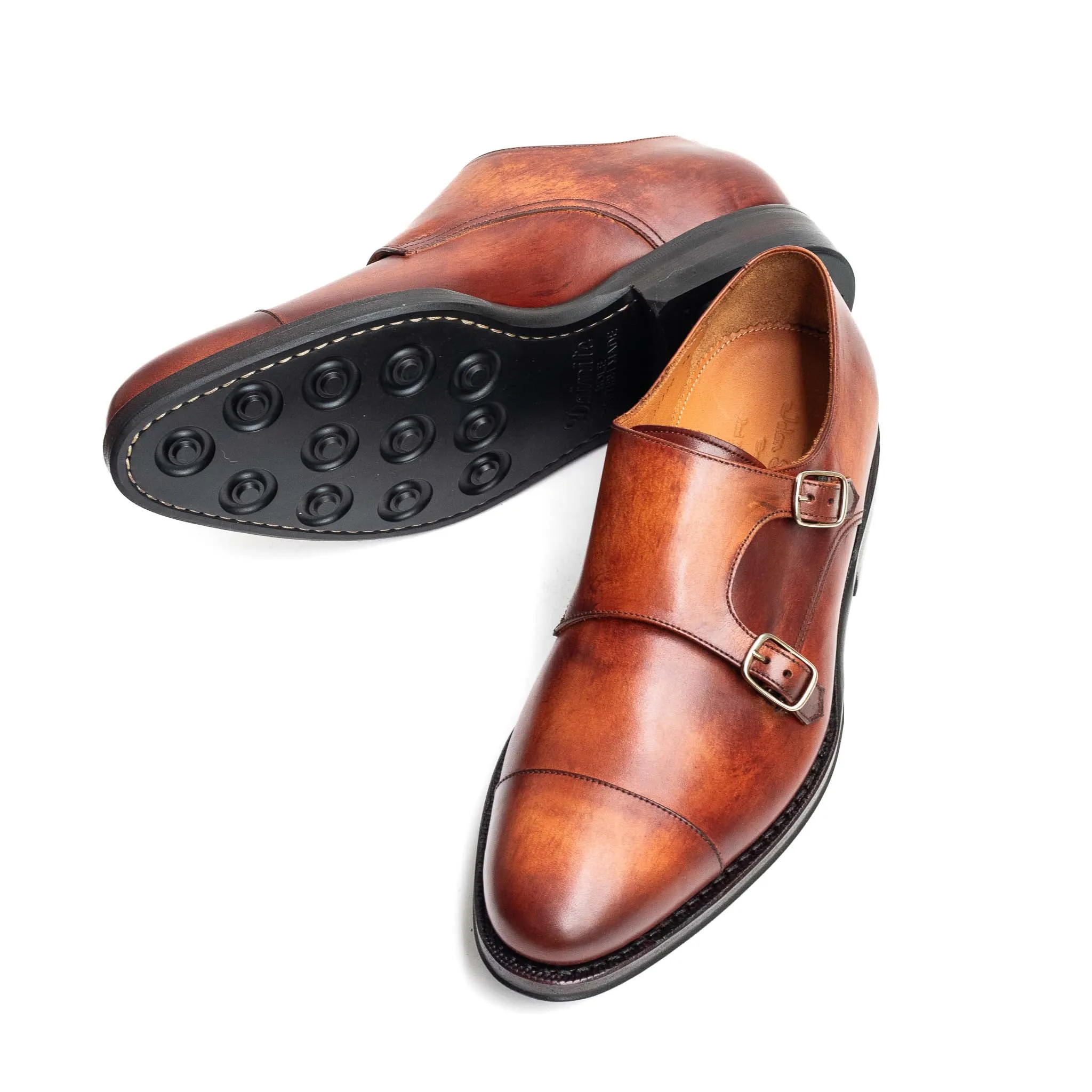 Men's Double Monk Strap / Vegano Crust Marrone 98374