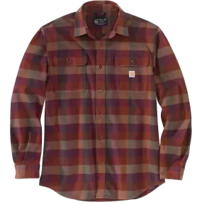 Men's Loose Fit Heavyweight Flannel Long-Sleeve Plaid Shirt