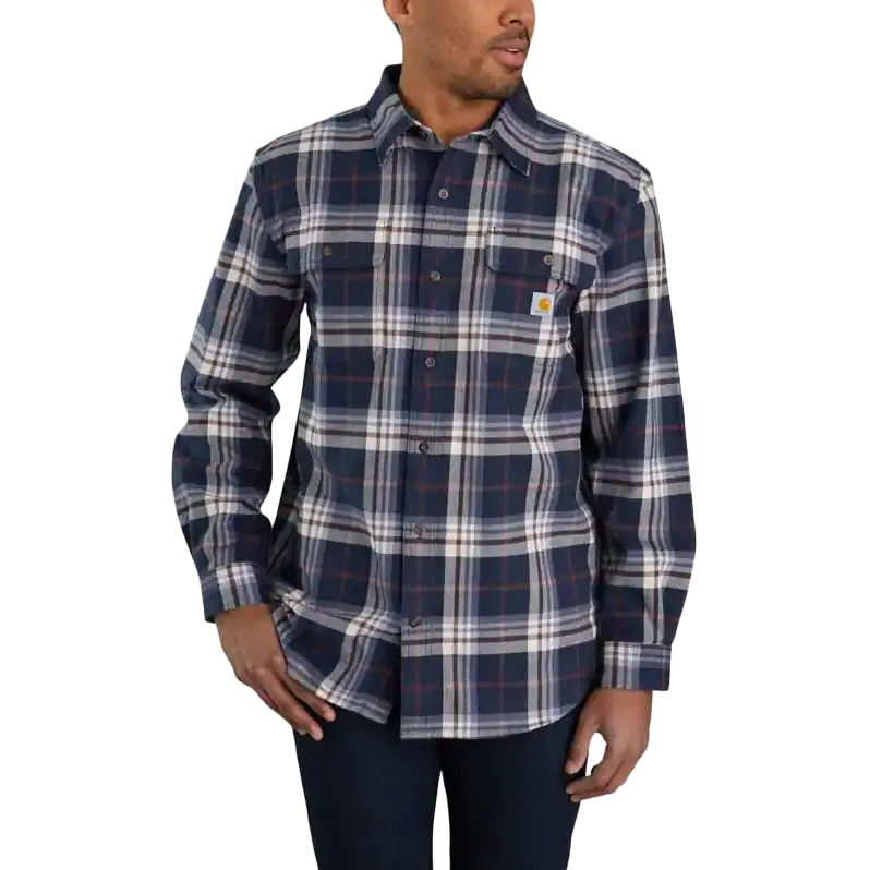 Men's Loose Fit Heavyweight Flannel Long-Sleeve Plaid Shirt