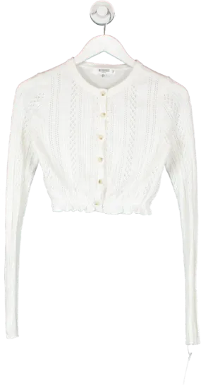 Missguided White Cropped Light Knit Cardigan UK 6