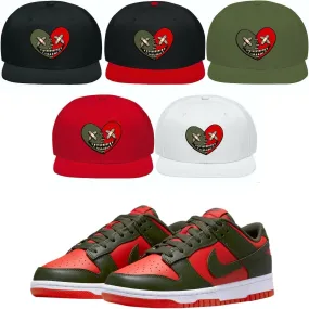 Mystic Red Dunks Snapback Hat to Match - OLIVE HEART BAWS