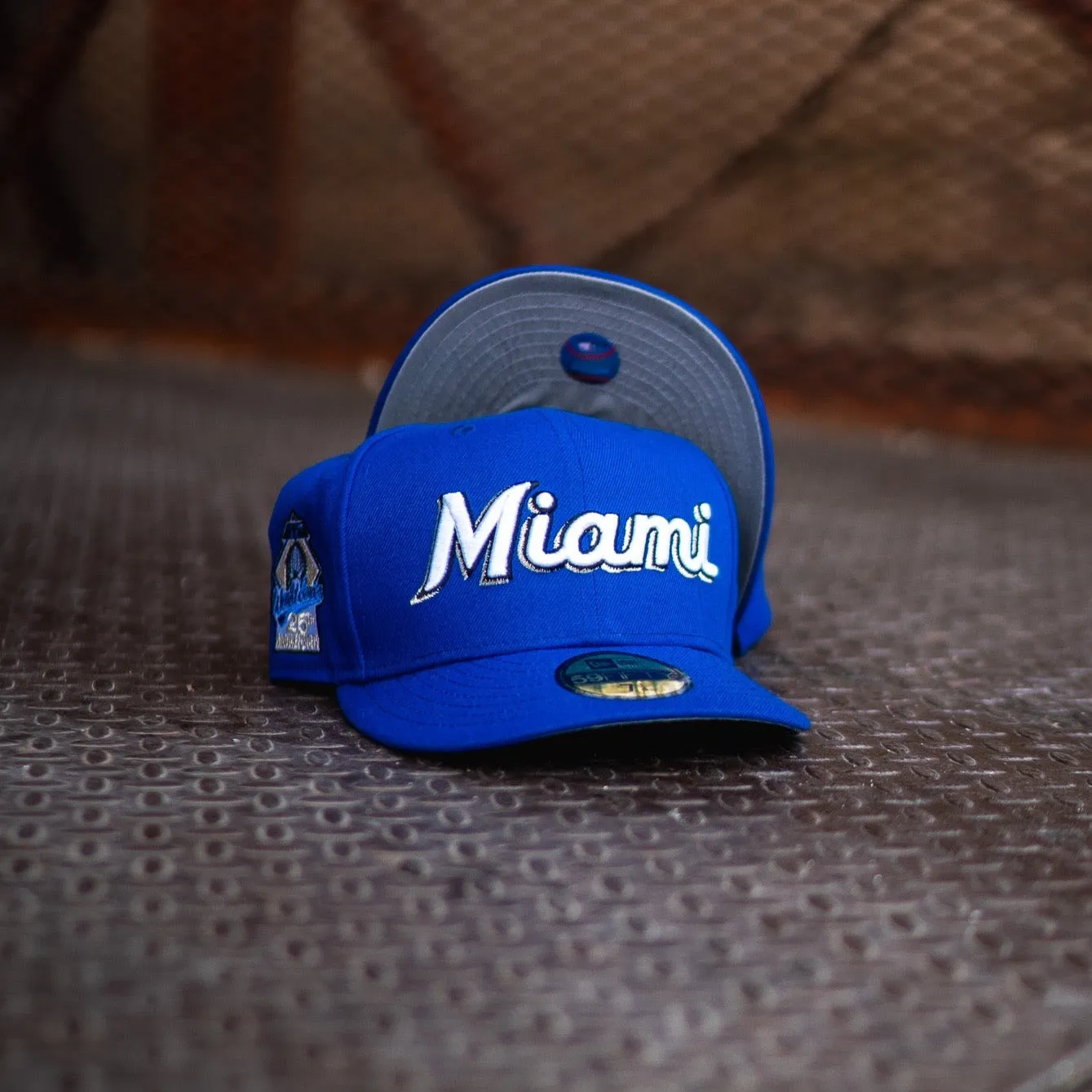 New Era Miami Marlins 25th Anniversary Gray UV Cap with Royal Blue Accents