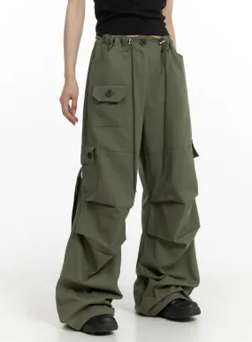 Pintuck Baggy Cargo String Pants CF429