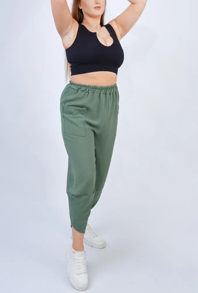 Plain Panelled Pockets Jogging Bottom